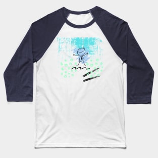 Abstract body people hand drawing line icon Baseball T-Shirt